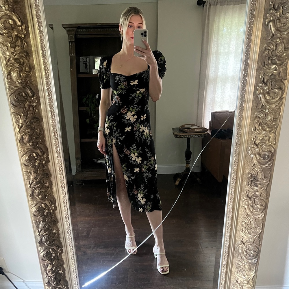 Reformation Black Floral Dress